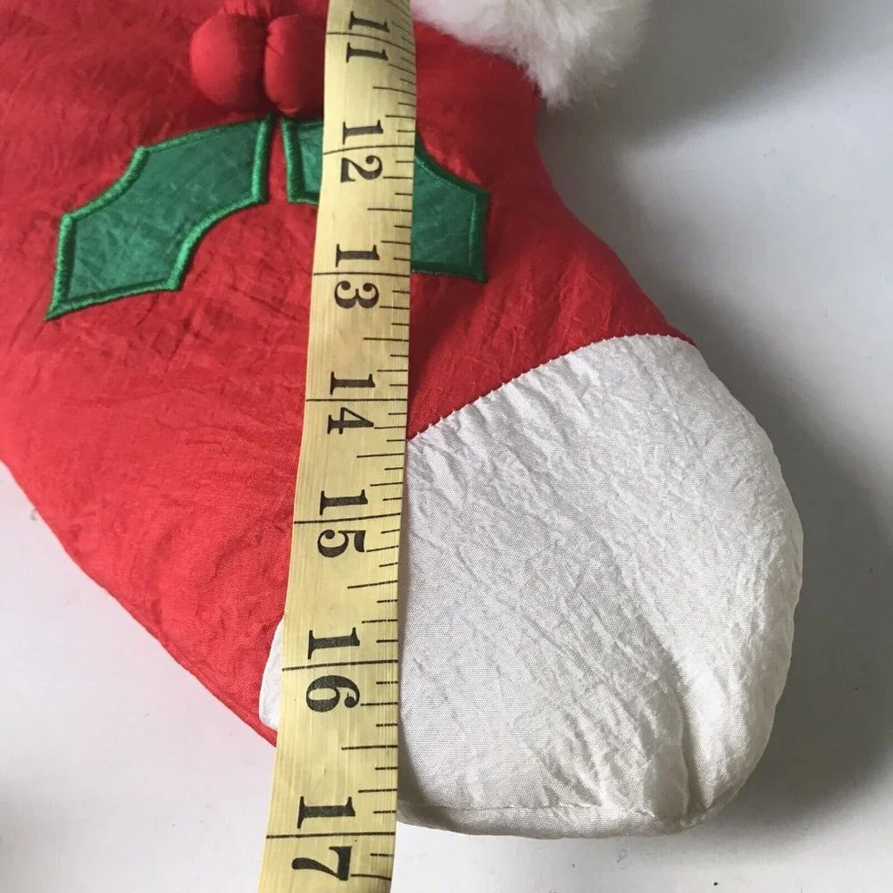 Plush red stocking‎ white cat Christmas kitty Santa hat 17”